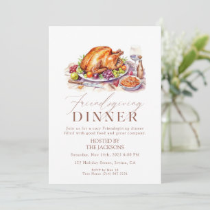Uitnodiging voor Friendsgiving-diner Waterverf kal