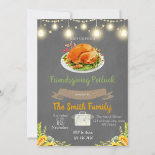 Uitnodiging voor Friendsgiving potluck feest