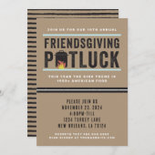 Uitnodiging voor Friendsgiving Potluck Feestje (Voorkant / Achterkant)