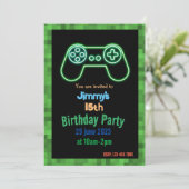 Uitnodiging voor Gaming Birthday Party (Staand voorkant)