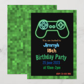 Uitnodiging voor Gaming Birthday Party (Voorkant / Achterkant)