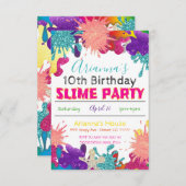 Uitnodiging voor geboorte van Slime Party (Voorkant / Achterkant)