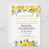 Uitnodiging voor geel Floral Wedding (Voorkant)