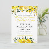 Uitnodiging voor geel Floral Wedding (Staand voorkant)