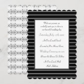 Uitnodiging voor geschulpte zwart-wit bruiloft (Voorkant / Achterkant)