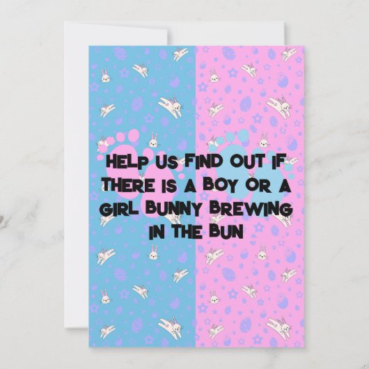 UITNODIGING VOOR GESLACHTSREVEALPARTY MET KONIJNTJ (Achterkant)