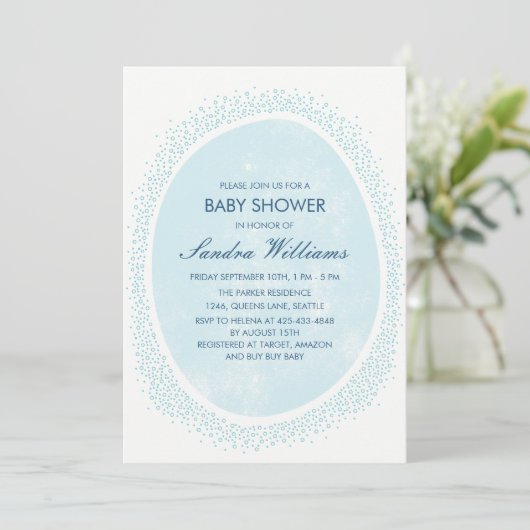Uitnodiging voor gesprenkeld baby shower - Mist (Staand voorkant)