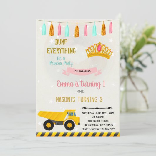 Uitnodiging voor gezamenlijk feest van bouw en pri (Staand voorkant)