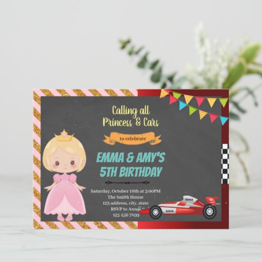 Uitnodiging voor gezamenlijk feest van prinses en  (Staand voorkant)