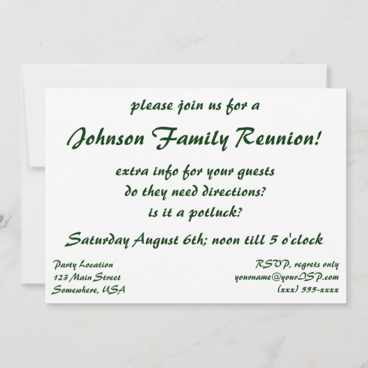 Uitnodiging voor gezinsuitstapje en familiereünie (Achterkant)