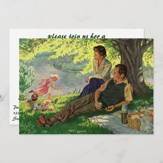 Uitnodiging voor gezinsuitstapje en familiereünie (Voorkant / Achterkant)