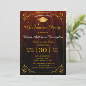 Uitnodiging voor Gold Flourish Lijst Graduy Party (Staand voorkant)