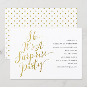 Uitnodiging voor Gold Script Surprise Party