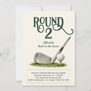 Uitnodiging voor golf-scheidingsfeest Ronde 2 Crèm