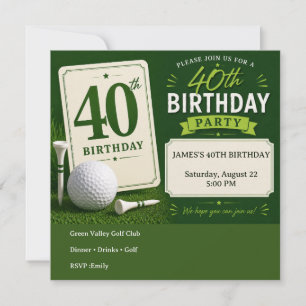 Uitnodiging voor golf verjaardagsfeestje 40ste ver