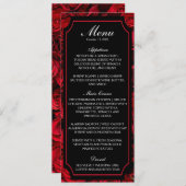 Uitnodiging voor gothic Roos Wedding Menu (Voorkant / Achterkant)