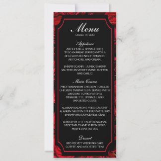 Uitnodiging voor gothic Roos Wedding Menu