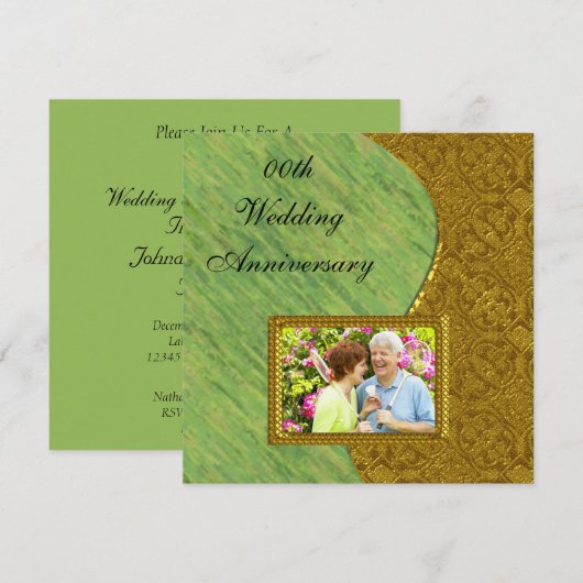 Uitnodiging voor gouden 50-jarig huwelijksfeest (Voorkant / Achterkant)