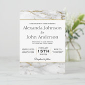 Uitnodiging voor gouden en witte marmer (Staand voorkant)