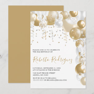 Uitnodiging voor gouden en witte verjaardagsfeest