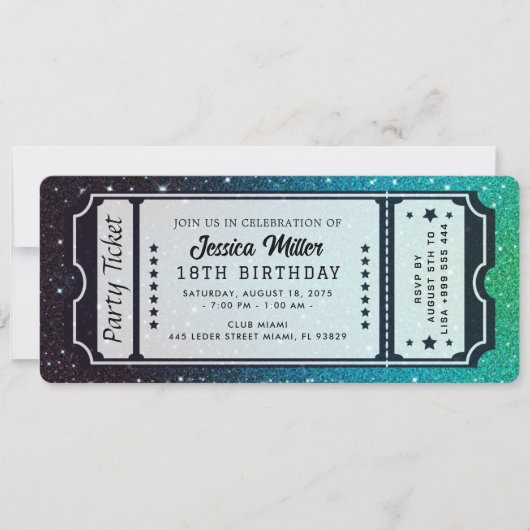 Uitnodiging voor gouden feestticket (Voorkant)