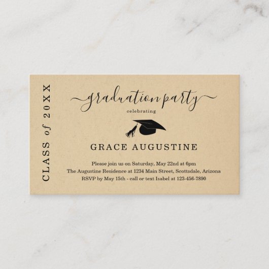 Uitnodiging voor graduatiepartij Invoegen Informatiekaartje (Voorkant)