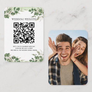 Uitnodiging voor groen-QR-code en fotobehuizing Informatiekaartje