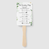 Uitnodiging voor groen script tijdlijnprogramma handwaaier (Achterkant)