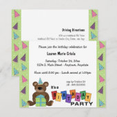 Uitnodiging voor Groene Birthday Cadeau Beer (Voorkant / Achterkant)