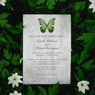 Uitnodiging voor groene Butterfly Wedding