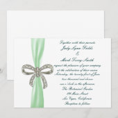 Uitnodiging voor groene Diamond Bow Wedding (Voorkant / Achterkant)