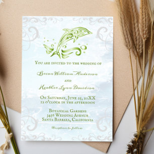Uitnodiging voor groene dolphin Wedding