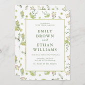 Uitnodiging voor groene Floral Wedding (Voorkant / Achterkant)