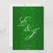 Uitnodiging voor groene Foil Damask Wedding (Achterkant)