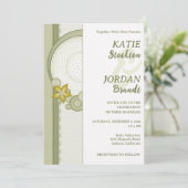 Uitnodiging voor groene grensbruiloft (Staand voorkant)