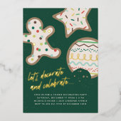 Uitnodiging voor groene kerstkoekjes Decorting Par (Voorkant)