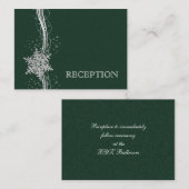 Uitnodiging voor groene Silver Snowflakes bruiloft Informatiekaartje (Voorkant / Achterkant)