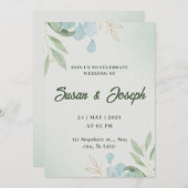 Uitnodiging voor groene Waterverf (Voorkant / Achterkant)