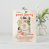 Uitnodiging voor groepspartij Cute Retro (Staand voorkant)