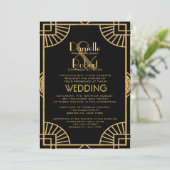 Uitnodiging voor grote geïnspireerde Deco-weddensc (Staand voorkant)