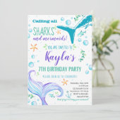 Uitnodiging voor haaien en zeemeerminningen van Bi (Staand voorkant)