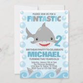 Uitnodiging voor haaienverjaardagsfeestje (Voorkant)