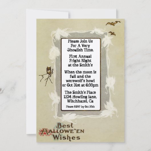  uitnodiging voor Halloween (Voorkant)