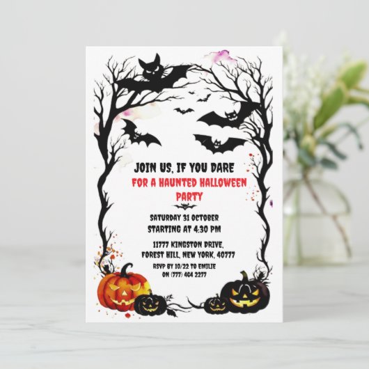 Uitnodiging voor Halloween Bat Party (Staand voorkant)