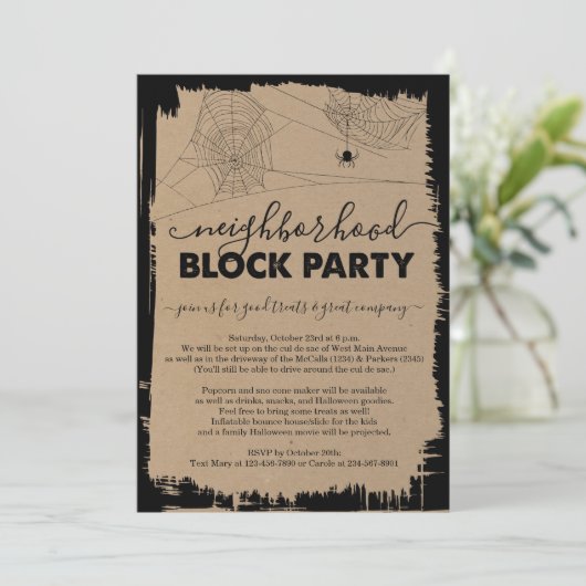 Uitnodiging voor Halloween Buurtfeest (Staand voorkant)