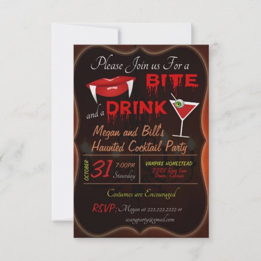 Uitnodiging voor Halloween Cocktail Party (Voorkant)
