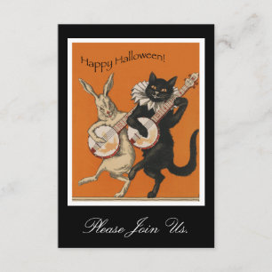  uitnodiging voor Halloween - Funny Black Cat