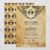 Uitnodiging voor Halloween-huwelijk - Schedel & ge (Voorkant / Achterkant)