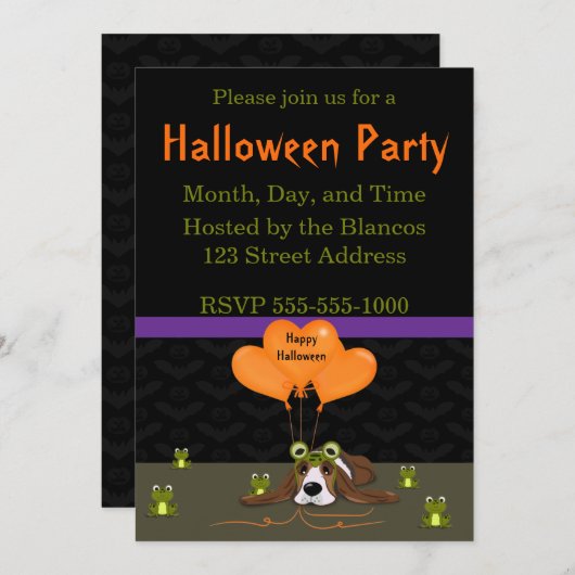 Uitnodiging voor Halloween-kostuum (Voorkant / Achterkant)