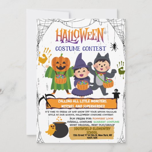 Uitnodiging voor Halloween kostuumwedstrijd (Voorkant)
